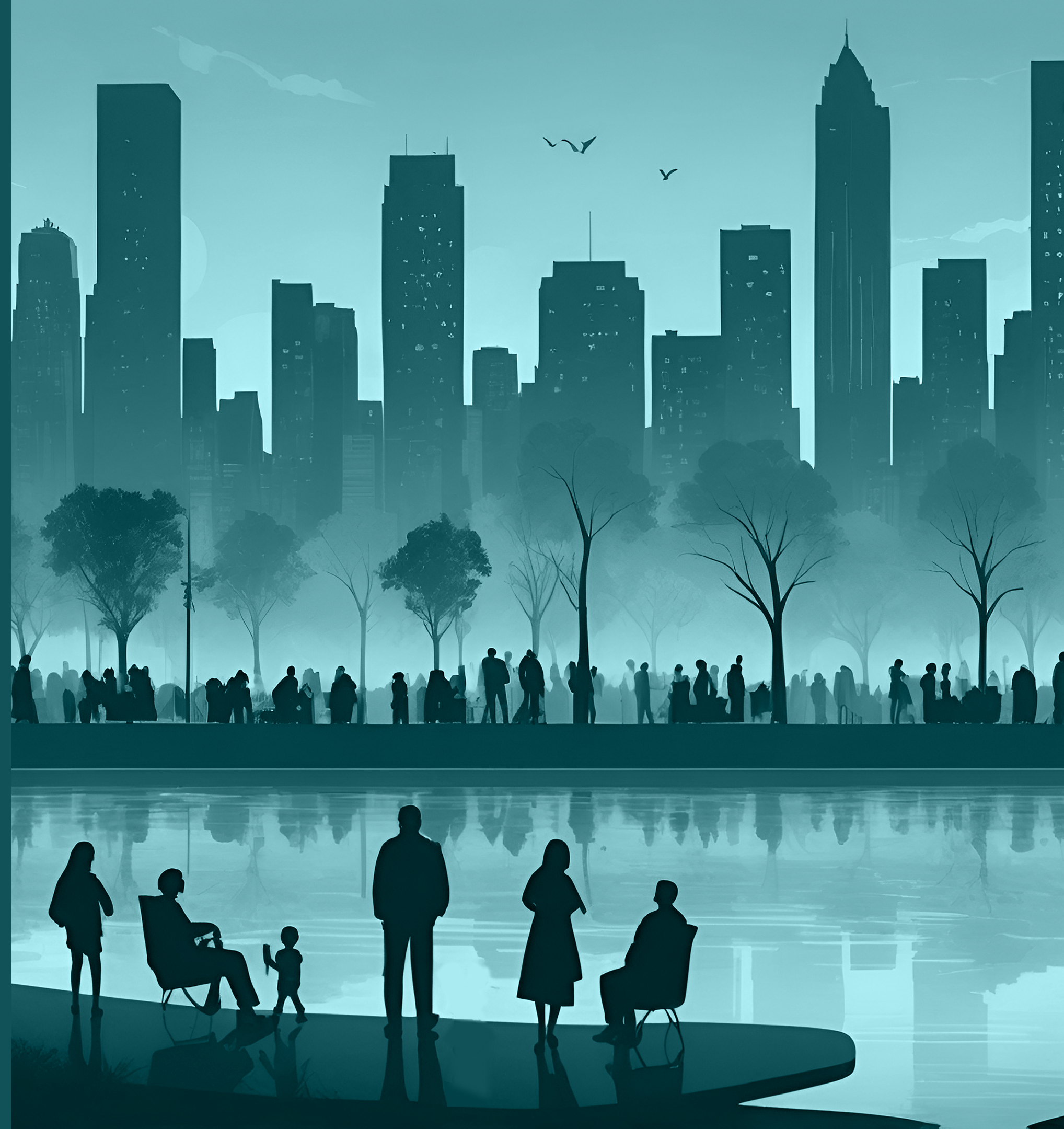 Городской пейзаж с людьми